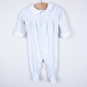 Ralph Lauren Pima Cotton Toile Pattern Printed Footie One-Piece Light Blue 3m